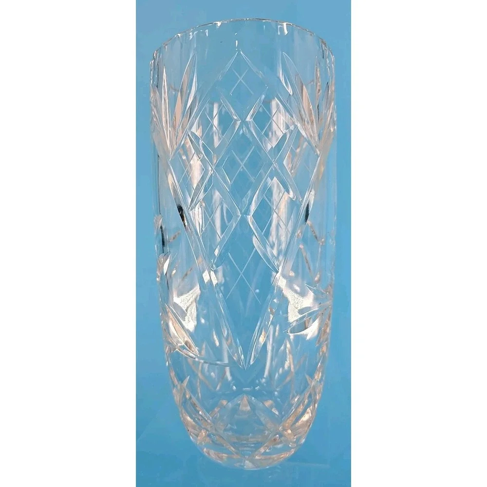 RARE VTG VEGA Fine‎ Lead Crystal Vase - Flower Peony Design by American Cut